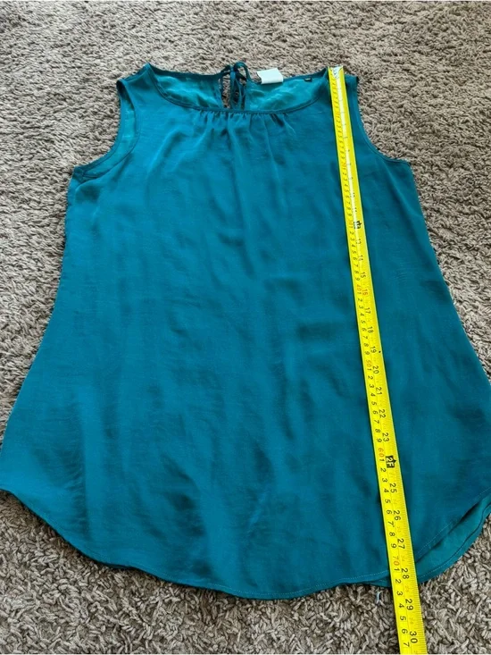 CABI Turquoise Sleeveless Satin Blouse Tunic Top Size S Small - Picture 6 of 7